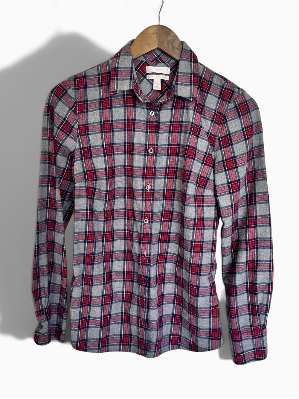 J. Crew Red and Gray Plaid Button-Down Shirt - Women’s